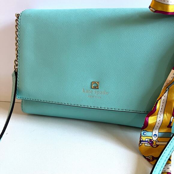 KATE SPADE Charlotte Street Alex Leather Crossbody, Blue Aqua - Picture 5 of 13